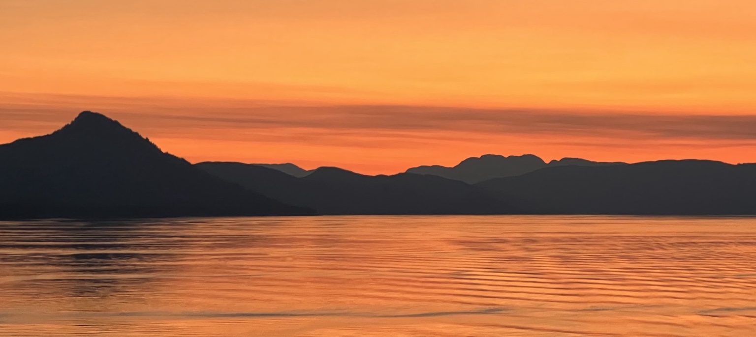 Orange sunset reflection