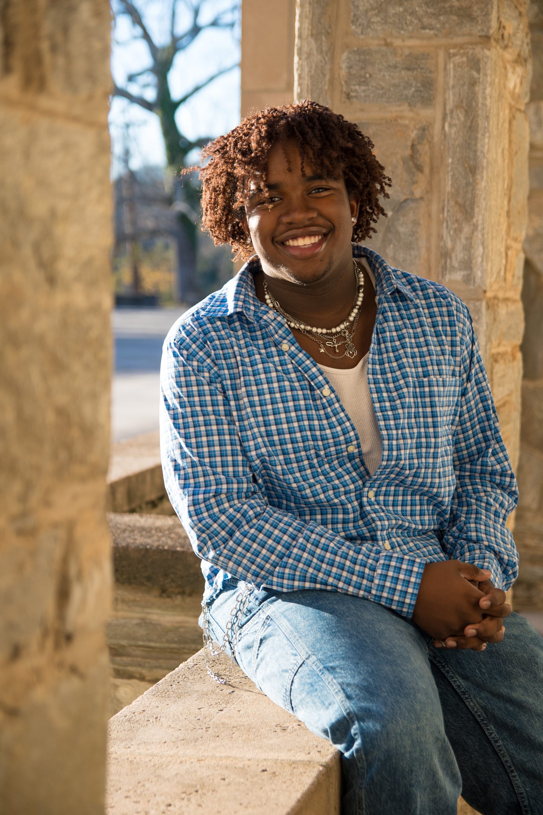 Smiling seated portrait