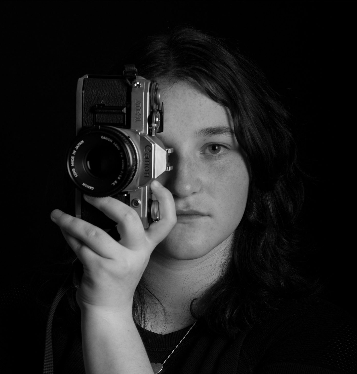 Creative vintage camera portrait